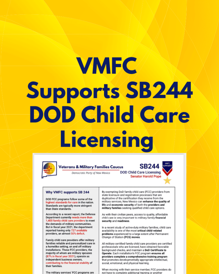Read more about the article VMFC Supports SB 244 DOD Child Care Licensing
