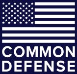 7. Common Defense_White Square Logo_Blue Background